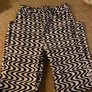 h&m wideleg twill printed jeans
